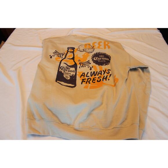 Corona Extra Cerveza Pullover Sweatshirt Mens Medium Authentic New NWOT Tan - Picture 4 of 4